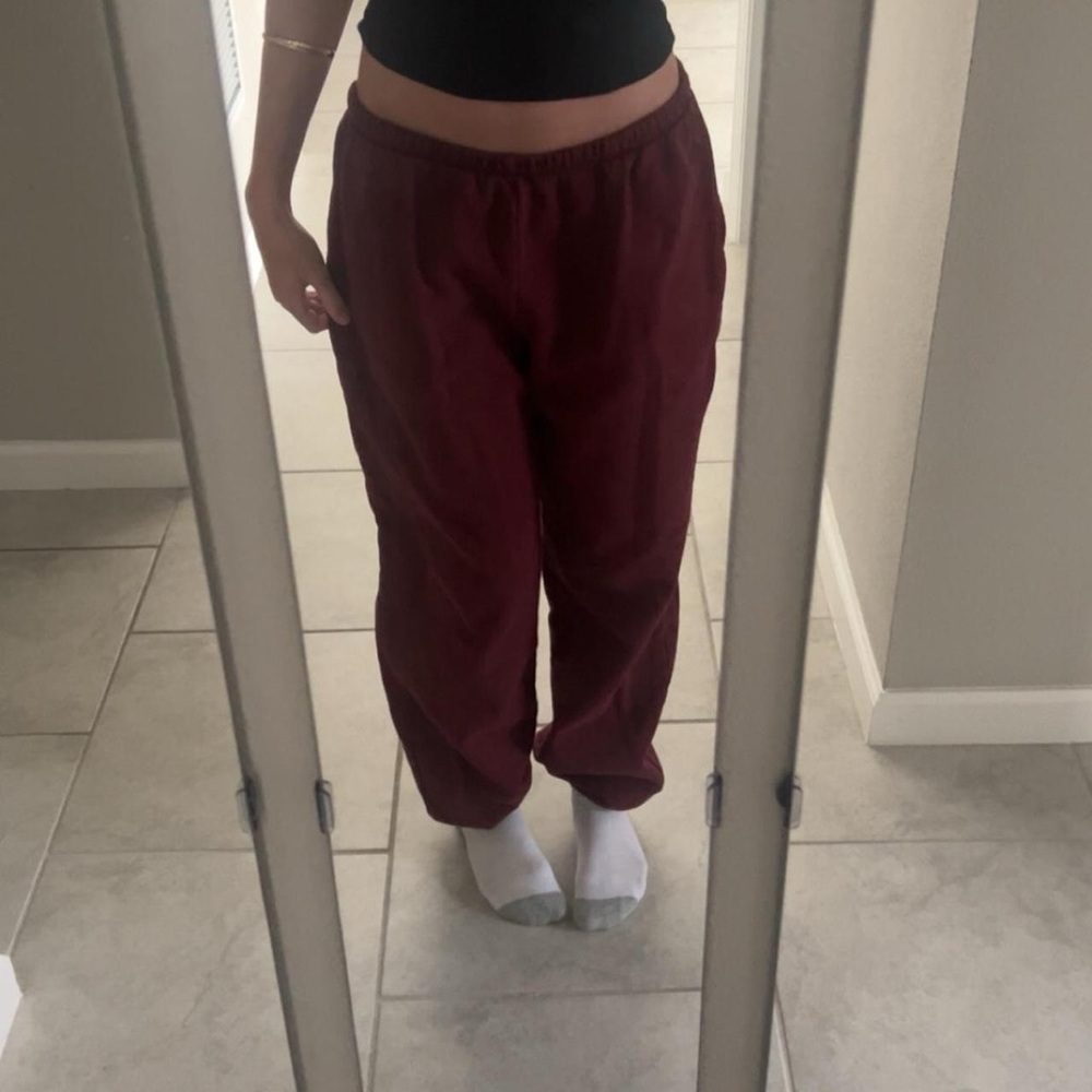 Brandy Melville Red Track Pants with Elastic Waistband